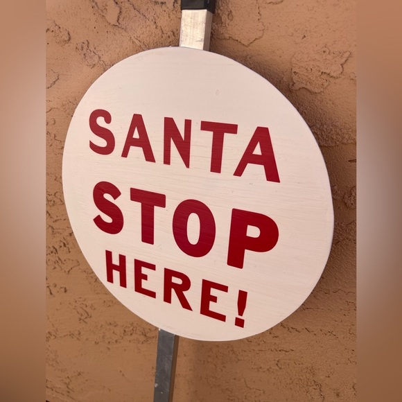 Handpainted Santa Stop Here Christmas Decor Kids Fun Sign Yard Home - Picture 5 of 9